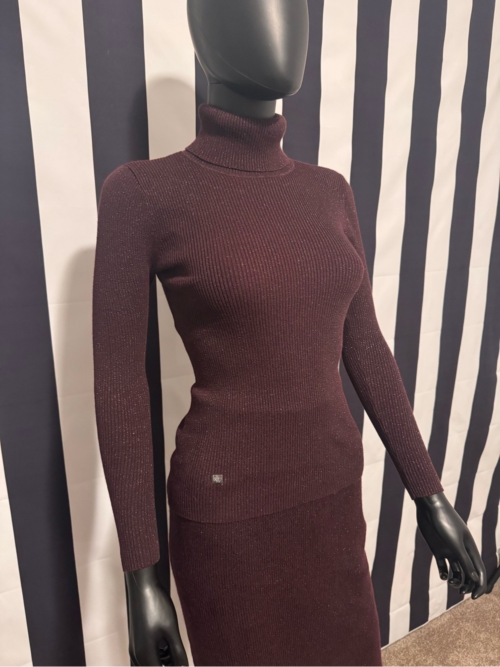 Ralph Lauren Deep Burgundy Knit Skirt Set - Picture 2 of 9